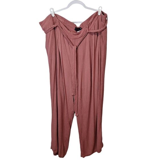 Torrid Womens Size 5 5X Mauve Color Wide Leg Rayon Pull On Pants Lined Tie Belt - Picture 1 of 10